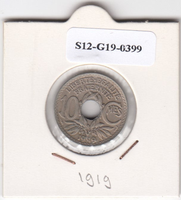 S12-G19-0399 Frankrijk 10 centimes 1919  VF KM866a