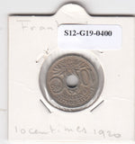 S12-G19-0400 Frankrijk 10 centimes 1920  VF KM866a
