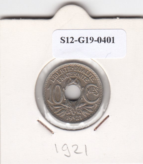 S12-G19-0401 Frankrijk 10 centimes 1921  VF KM866a