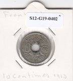 S12-G19-0402 Frankrijk 10 centimes 1923  VF KM866a