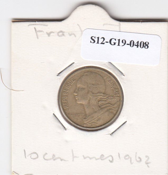 S12-G19-0408 Frankrijk 10 centimes 1962  VF KM929