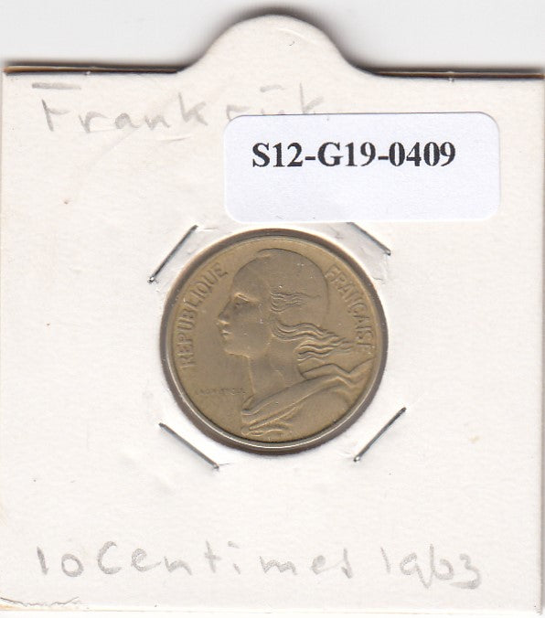 S12-G19-0409 Frankrijk 10 centimes 1963  VF KM929