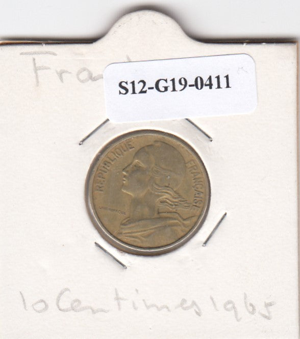 S12-G19-0411 Frankrijk 10 centimes 1965  VF KM929