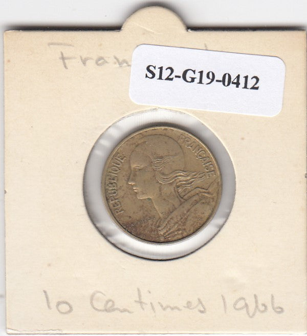 S12-G19-0412 Frankrijk 10 centimes 1966  VF KM929