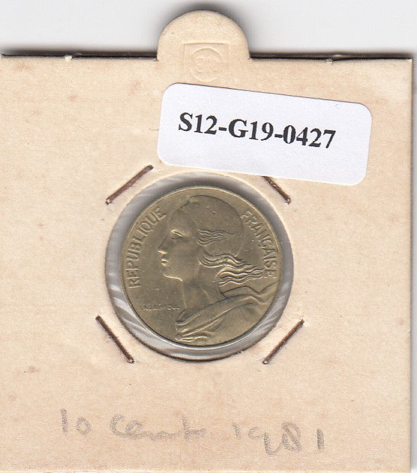 S12-G19-0427 Frankrijk 10 centimes 1981  VF KM929