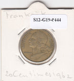 S12-G19-0444 Frankrijk 20 centimes 1962  VF KM930