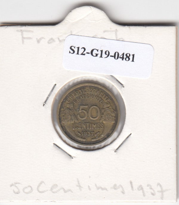 S12-G19-0481 Frankrijk 50 centimes 1937  VF KM894