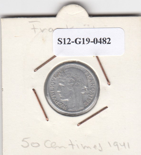 S12-G19-0482 Frankrijk 50 centimes 1941  VF KM914.1