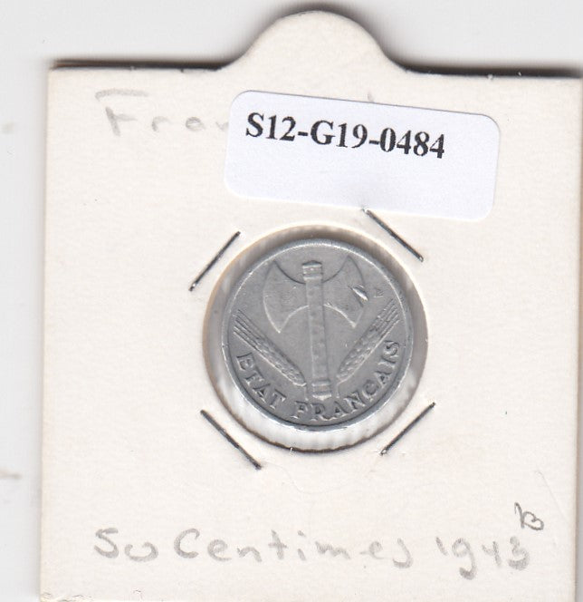 S12-G19-0484 Frankrijk 50 centimes 1943  VF KM914.1