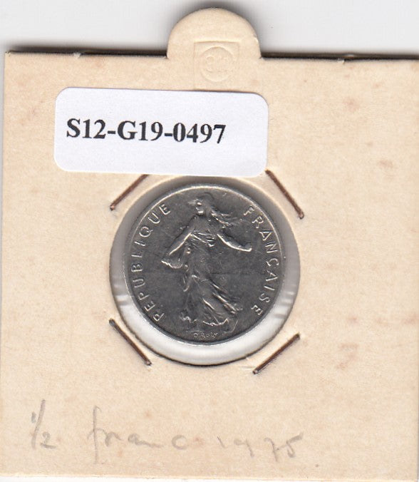 S12-G19-0497 Frankrijk 1/2 franc 1975  VF KM931.1