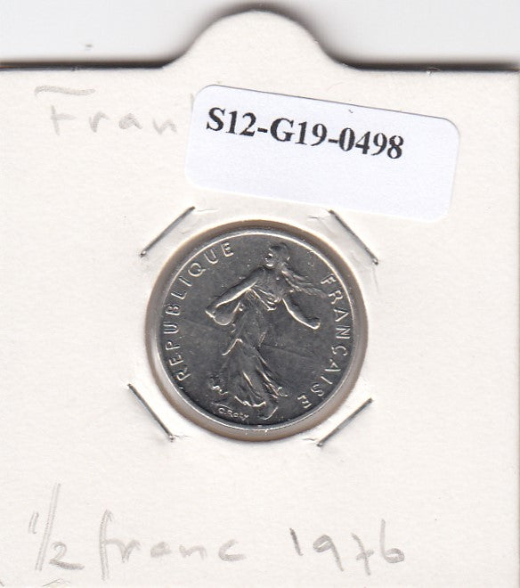 S12-G19-0498 Frankrijk 1/2 franc 1976  VF KM931.1