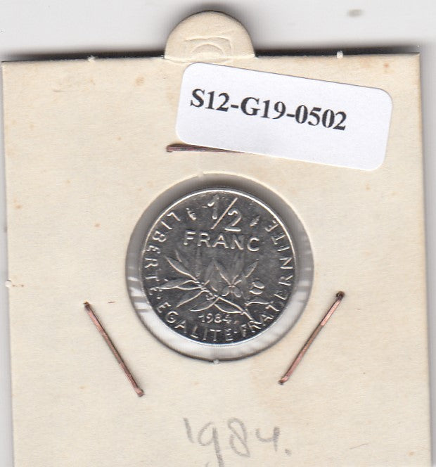 S12-G19-0502 Frankrijk 1/2 franc 1984  VF KM931.1
