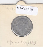 S12-G19-0519 Frankrijk 1 franc 1947 B VF km 885a.1