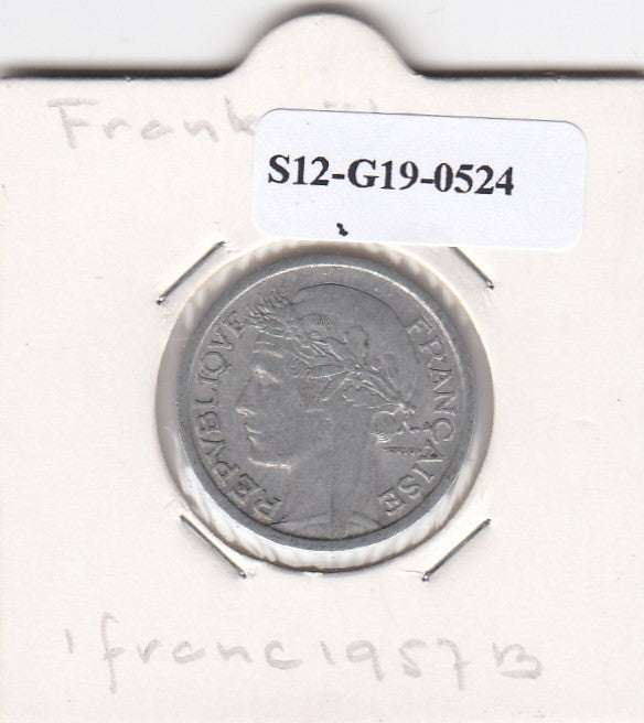 S12-G19-0524 Frankrijk 1 franc 1957 B VF km 885a.1