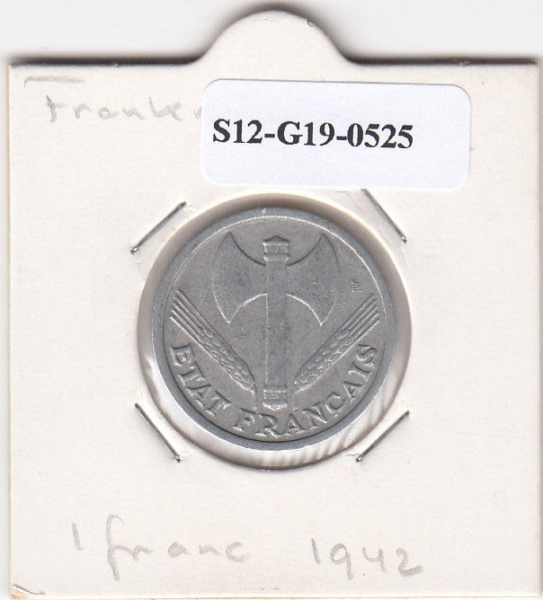 S12-G19-0525 Frankrijk 1 franc 1942  VF KM902