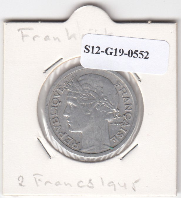 S12-G19-0552 Frankrijk 2 francs 1945  VF KM886a