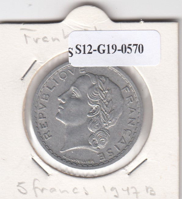 S12-G19-0570 Frankrijk 5 francs 1947 B VF KM888b