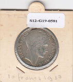 S12-G19-0581 Frankrijk 10 francs 1933  VF KM878 zilver