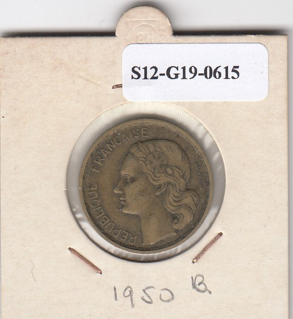 S12-G19-0615 Frankrijk 20 francs 1950 B 4 veren VF KM917.1 G GUIRAUD