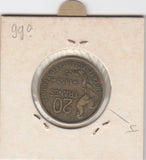 S12-G19-0615 Frankrijk 20 francs 1950 B 4 veren VF KM917.1 G GUIRAUD