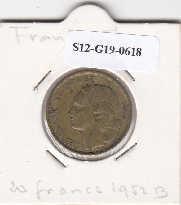 S12-G19-0618 Frankrijk 20 francs 1952 B VF KM917.1 G GUIRAUD