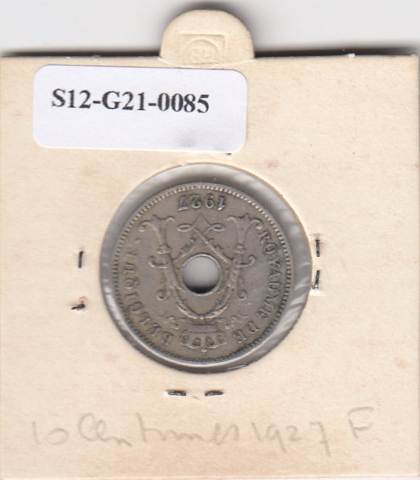 S12-G21-0085 Belgium 10 centimes 1927  VF KM# 85 Waals