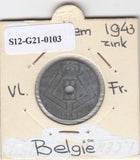 S12-G21-0103 Belgium 10 centimes 1943  VF KM# 126 Vlaams