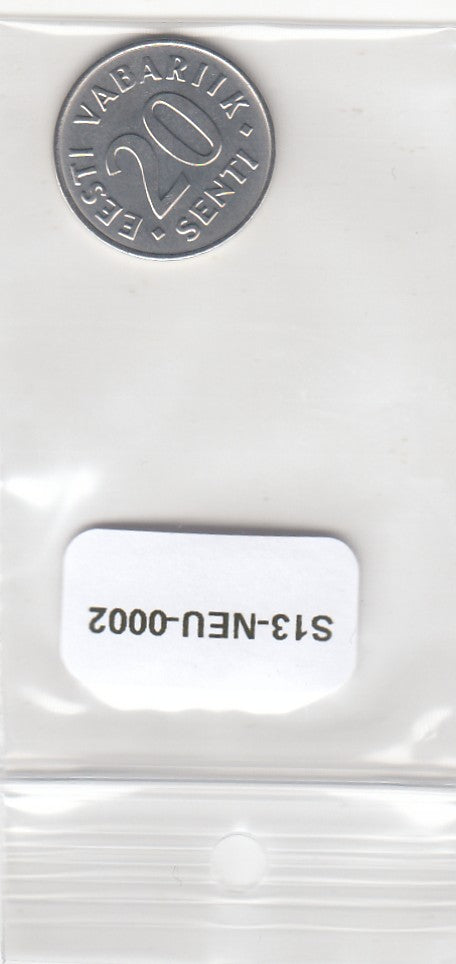 S13-NEU-0002-M28 Estland 20 Senti UNC 2006 KM23a Groot datum type 1