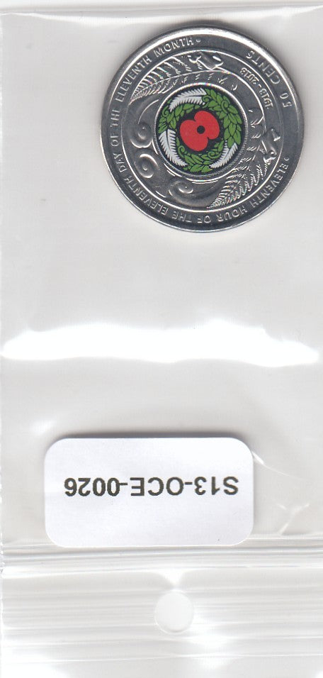 S13-OCE-0026-M05 New Zealand 50 Cents UNC 2018 KM397   1918 Armistice