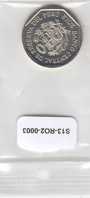 S13-R02-0003-M39 Peru 1 Sol UNC 2012 KM365  KuYtur Wasi