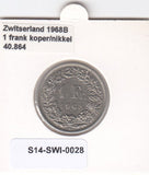 S14-SWI-0028 Switzerland 1 franc 1968 B VF KM# 24a