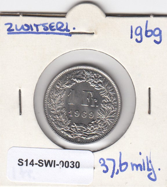 S14-SWI-0030 Switzerland 1 franc 1969  UNC KM# 24a