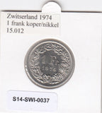S14-SWI-0037 Switzerland 1 franc 1974  UNC KM# 24a
