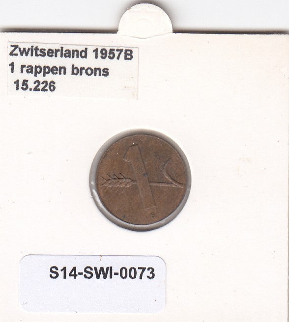 S14-SWI-0073 Switzerland 1 rappen 1957  VF KM# 46
