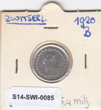 S14-SWI-0085 Switzerland 1/2 franc 1920  VF KM# 23 zilver