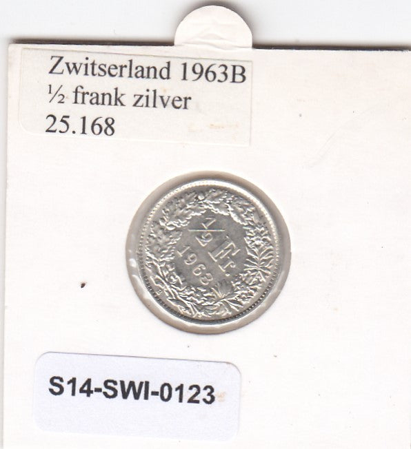 S14-SWI-0123 Switzerland 1/2 franc 1963  UNC KM# 23 zilver