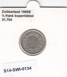 S14-SWI-0134 Switzerland 1/2 franc 1969 B XF/UNC KM# 23a