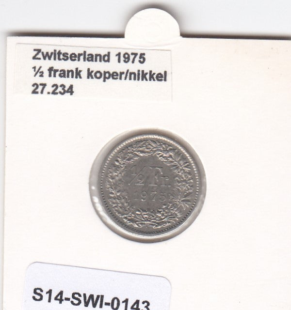 S14-SWI-0143 Switzerland 1/2 franc 1975  UNC KM# 23a