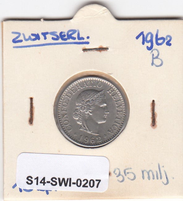 S14-SWI-0207 Switzerland 10 rappen 1962  XF KM# 27