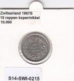 S14-SWI-0215 Switzerland 10 rappen 1967  XF KM# 27