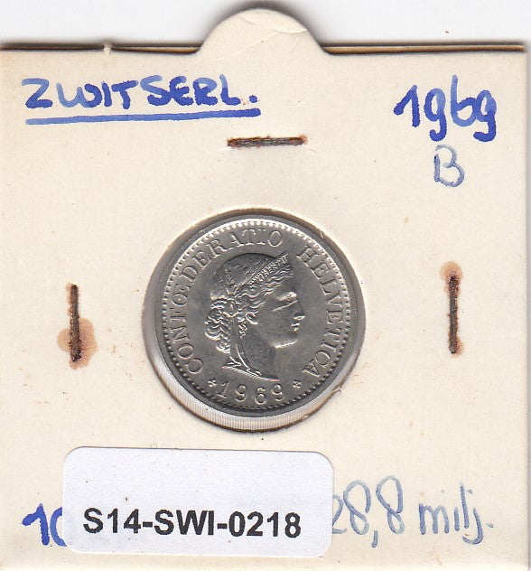 S14-SWI-0218 Switzerland 10 rappen 1969  XF/UNC KM# 27