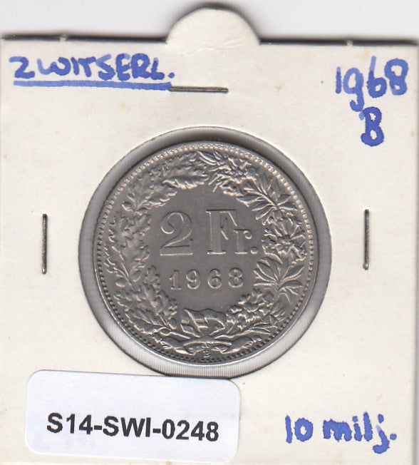 S14-SWI-0248 Switzerland 2 francs 1968 B UNC KM# 21a