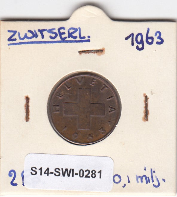 S14-SWI-0281 Switzerland 2 rappen 1963  UNC KM# 47