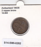 S14-SWI-0282 Switzerland 2 rappen 1963  XF KM# 47
