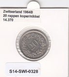S14-SWI-0328 Switzerland 20 rappen 1964  VF KM# 29a