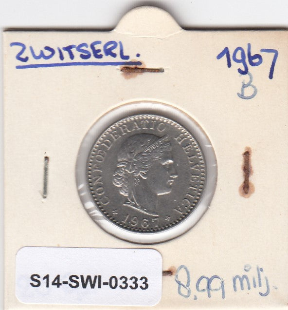 S14-SWI-0333 Switzerland 20 rappen 1967  VF KM# 29a
