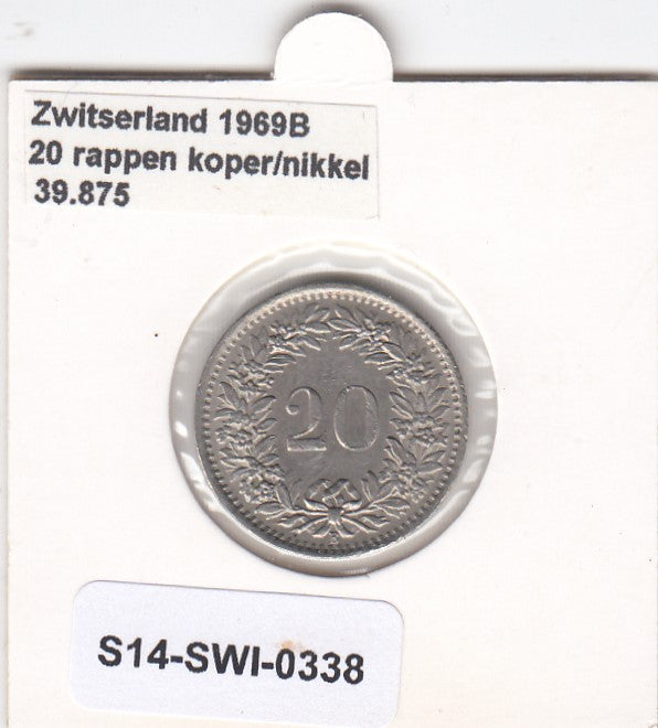 S14-SWI-0338 Switzerland 20 rappen 1969  VF/XF KM# 29a