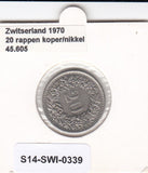 S14-SWI-0339 Switzerland 20 rappen 1970  VF KM# 29a