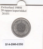 S14-SWI-0350 Switzerland 20 rappen 1989  XF/UNC KM# 29a