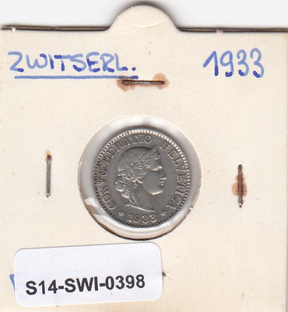 S14-SWI-0398 Switzerland 5 rappen 1933  XF KM# 26b